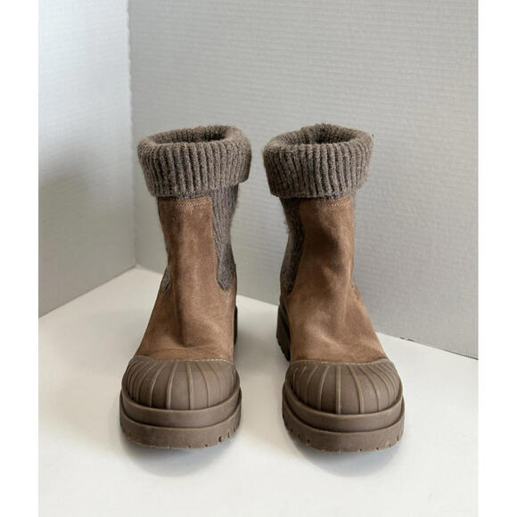 Sam Edelman Steele Knit Chelsea Boots Women's Taupe Suede Leather Lug Sole 10.5 - Picture 5 of 15